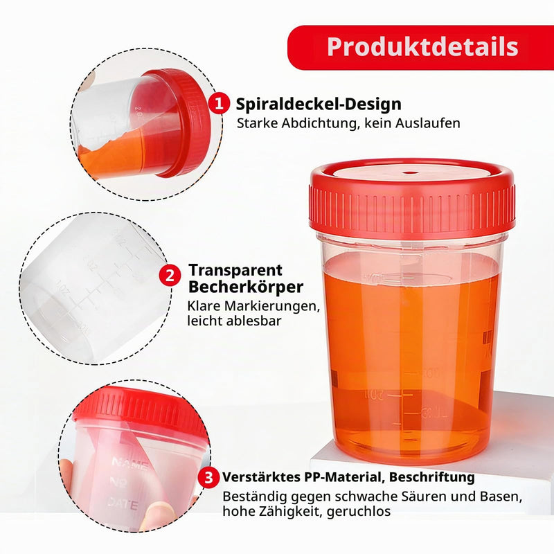 Pack of 30 Sample Cups with Screw Lid, 120 ml Graduated Urine Cup with Lid Urine Sample Cup Sample Container Urine Container for Kitchen Crafts Medicine Urine Samples