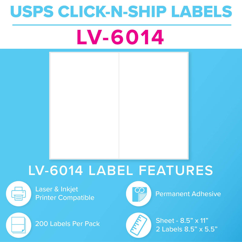 LabelValue Brand - Click-n-Ship Labels for Use with USPS - 2 Labels Per Sheet | Create Shipping Labels for Packages - Perfect for Small Businesses or Online Sellers Using USPS