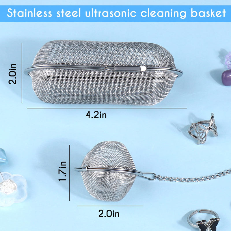 [Australia - AusPower] - AIERSA Ultrasonic Cleaner Basket, 2Pcs Stainless Steel Basket for Ultrasonic Jewelry Cleaner,Small Part and Jewelry Cleaner Solution 2 pack 