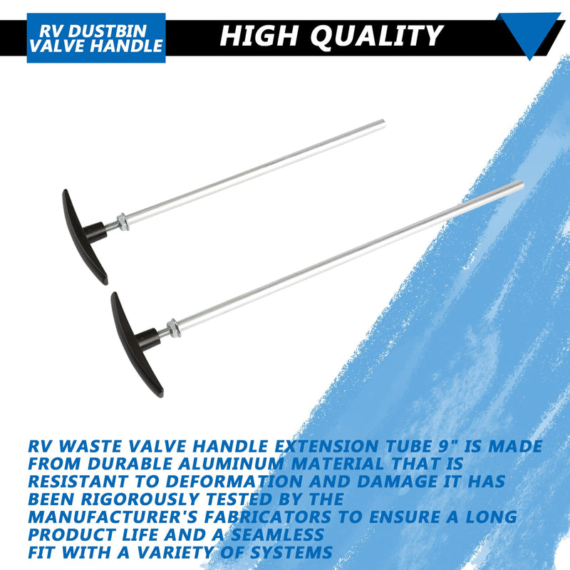 RV Waste Valve Tube Extension Kit 9"and 12",Compatible with Valterra/Camco Waste Valve ,rv black tank handle RV Dump Valve Handle Replacement Set, RV Sewer Hose Kit Included Rod Tube-Universal Fit