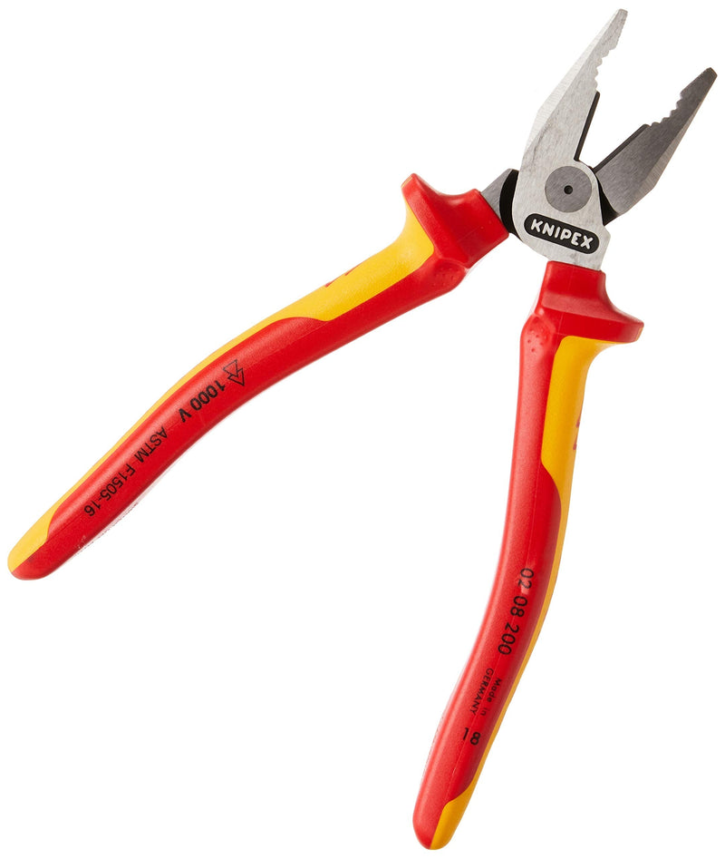 KNIPEX Tools - High Leverage Combination Pliers, 1000V Insulated (0208200US), 8 inches