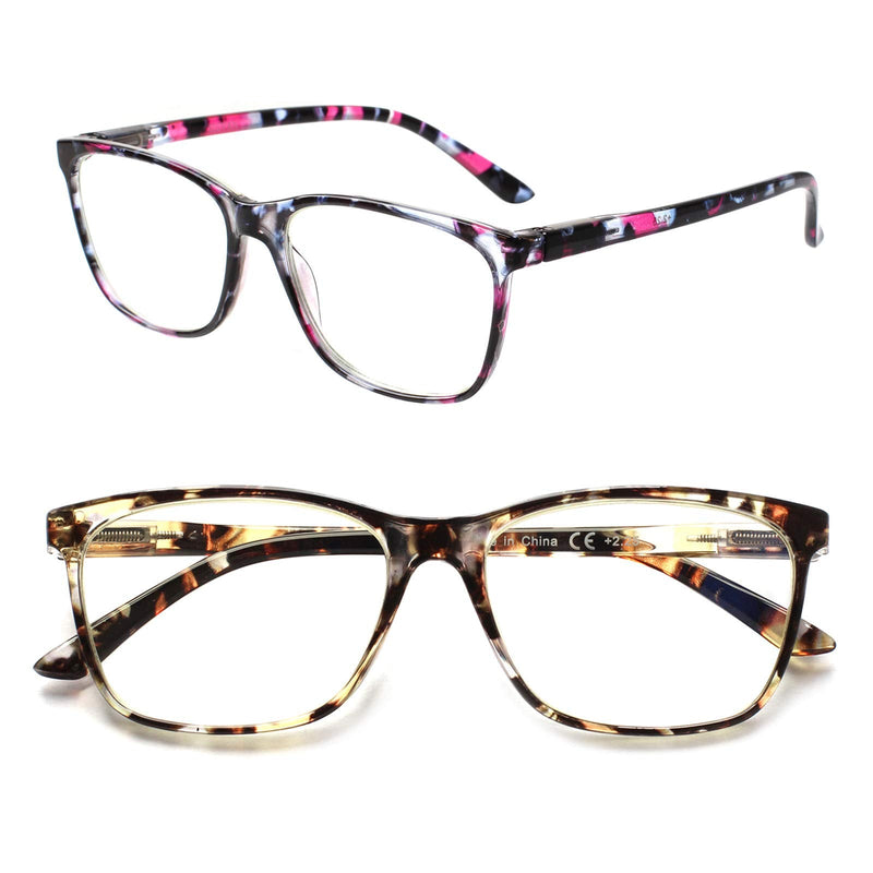 [Australia - AusPower] - SIGVAN Ladies Reading Glasses Blue Light Blocking Spring Hinge Fashion Pattern Print Eyeglasses for Women Multicolour 2.0 x 