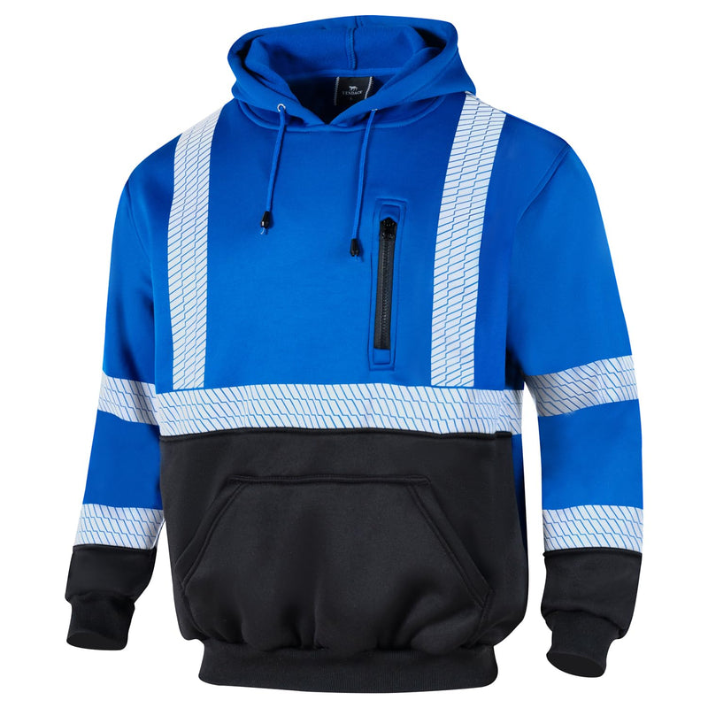 VENDACE High Visibility Reflective Safety Fleece Sweatshirt Hoodies for Men ANSI Class 3 Hi Vis Pullover Hoodie Jacket(Royal blue,2XL) XX-Large Royal Blue