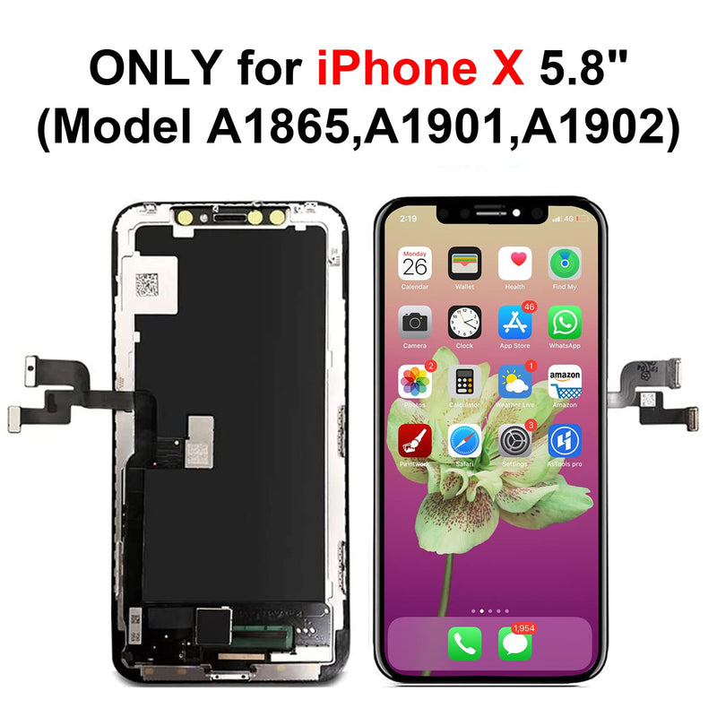 [Australia - AusPower] - Brinonac for iPhone X OLED Screen Replacement Kit, 5.8 inch 3D Touch Screen Display Digitizer Frame Assembly Set with Repair Tools and Tempered Glass Protector 