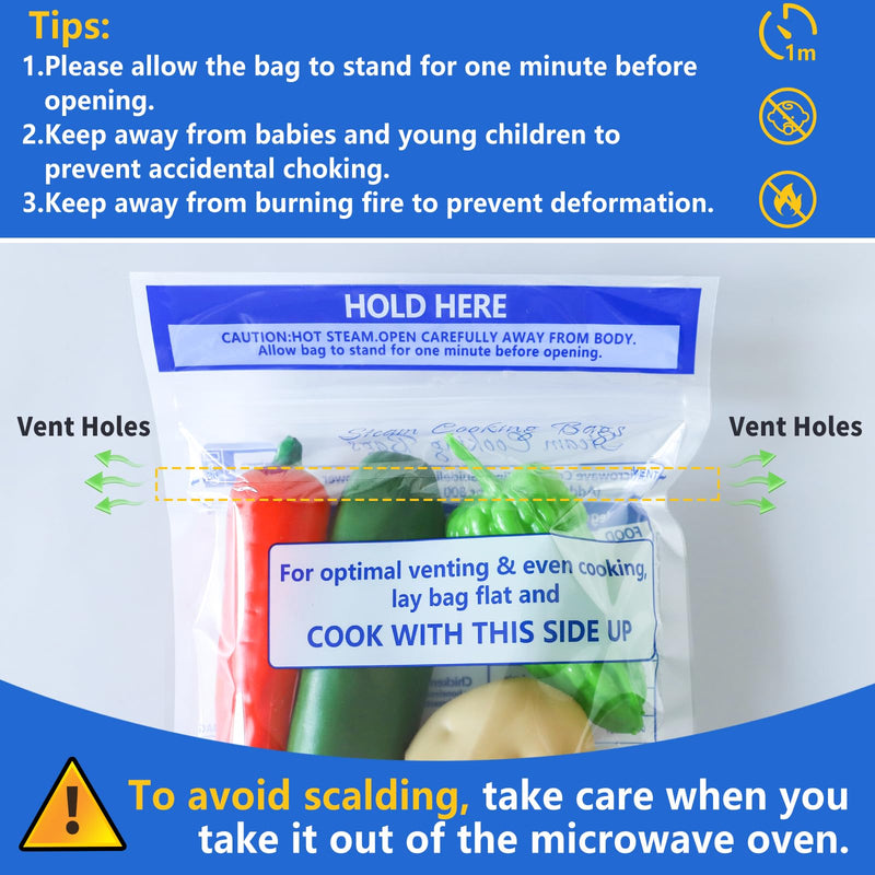 100 Pcs Microwave Steamer Bags 7.9 X 8.6 Inch Zipper Steam Cooking Bags Reusable Microwave Cooking Bag for Vegetables Potatoes and Meat (100) 100