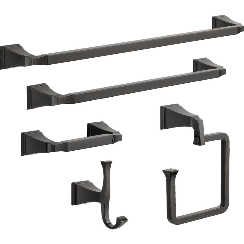 Delta Dryden (1-Pack) Hand Towel Holder Venetian Bronze Towel Racks for Bathroom Wall Square Towel Ring Holder for Bath Towel Hanger for Kitchen, Bathroom Accessories 75146-RB