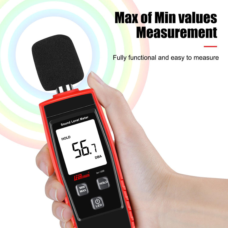 [Australia - AusPower] - Decibel Meter Digital Noise Meter Portable SPL Meter Range 30-130dB(A) db Meter Noise Volume Measuring Instrument Sound Monitoring Tester MAX/MIN, Data Hold Use for Home, Noisy Neighbor Factory 