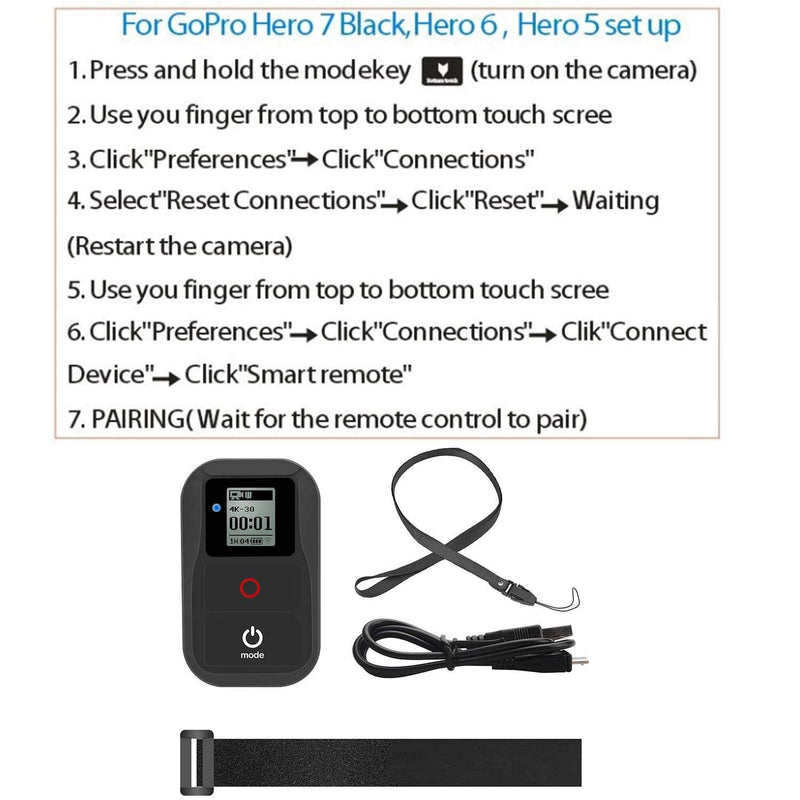 [Australia - AusPower] - Suptig Remote WiFi Remote Compatible for Gopro Hero 8 Hero 7 Black Hero 6 Hero 5 Hero 4 Hero Session Hero 3 Hero 3+ Hero +LCD Max Fusion Waterproof Wireless Remote WiFi Remote (Black) 
