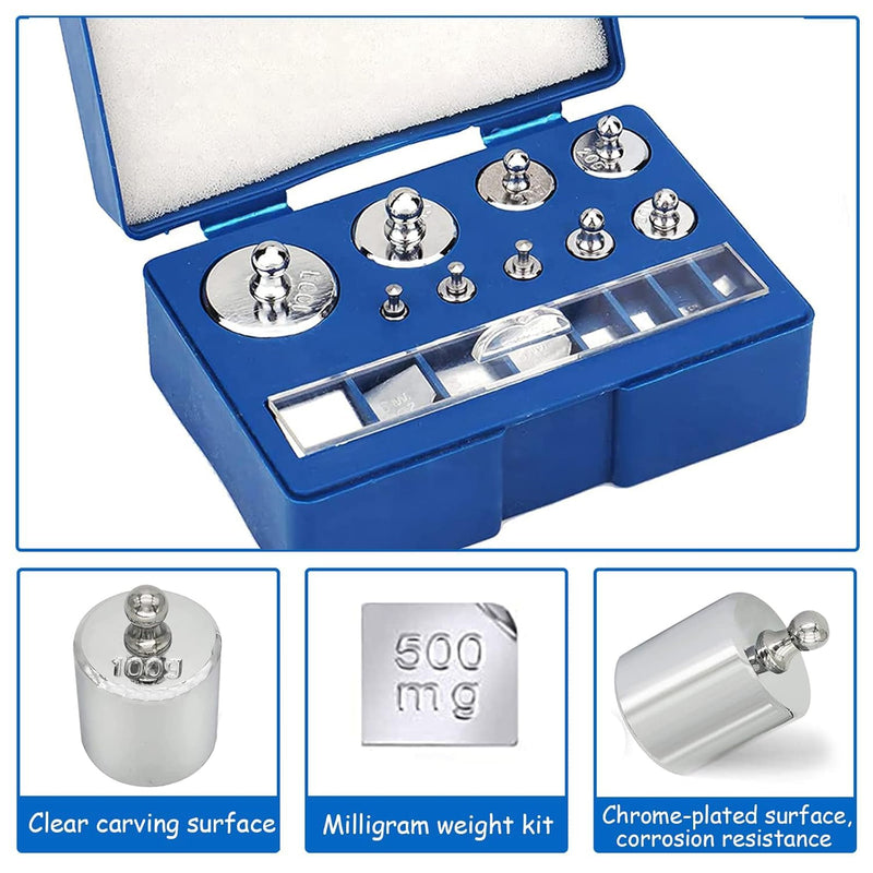 Calibration Weight, Pack of 17, 211.1 g, No. 45 Steel, 10 mg - 100 g, Precision Calibration Weight Set, Test Stainless Steel Calibration Weights Set for Digital Jewellery, Scale, Laboratory, Study Weights | Nr. 45 Stahl 10 mg-100g Gramm Präzisionskalib...