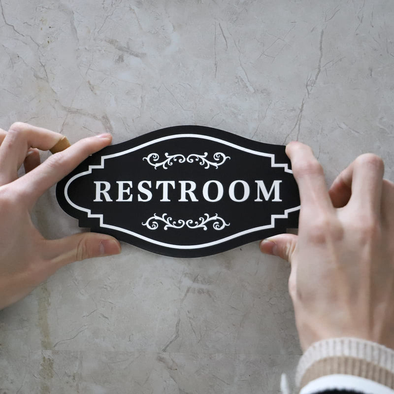 [Australia - AusPower] - Restroom Sign,restroom signs for business,restroom sign for home,unisex bathroom sign or Bathroom signs for door, 4 x 8 inch-Easy Installation Without Any Tools ? RESTROOM-1) 