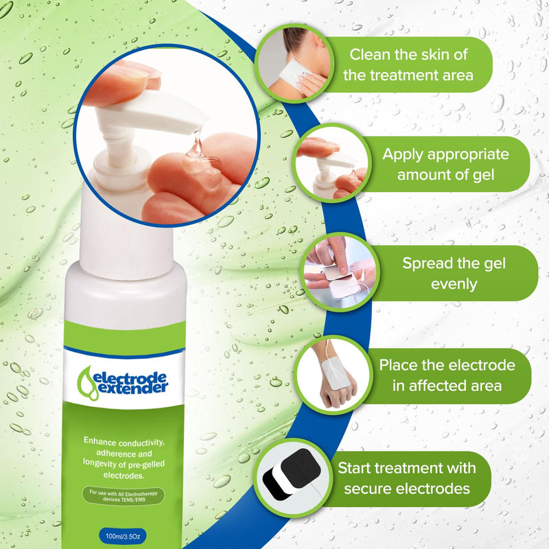 [Australia - AusPower] - Electrode Extender Conductive Adhesive Gel by PMT – Enhance Durability, Adhesion and Conductivity for TENS/EMS Electrodes; Extend Life of Electrodes and Increase Adhesion – 3.5oz 