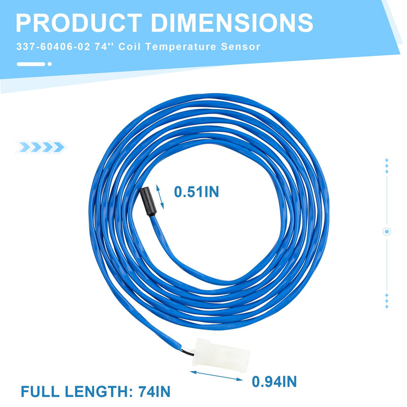 [Australia - AusPower] - 337-60406-02 74'' Coil Temperature Sensor for TRAULSEN Freezer, Fits Models G100, G110, G120XX, G12000, G200, G210, G220XX, G22013, G300, G310XX, G313XX and G320, Replaces 334-60406-02, 337-60071-02 