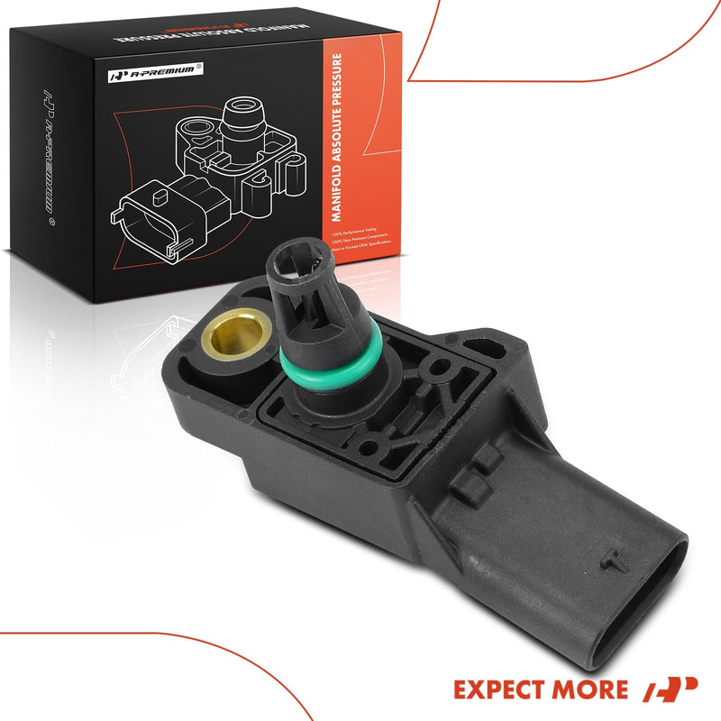 A-Premium Manifold Pressure (MAP) Sensor [4 Pins] Compatible with Volkswagen Jetta Passat 2014-2019, Golf 2015-2018, Golf Alltrack 2017-2019, Golf SportWagen, Tiguan, Beetle, Atlas, GTI & Audi Q5