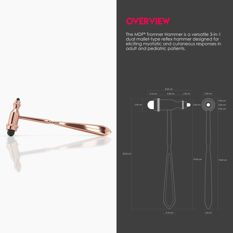 [Australia - AusPower] - MDF Instruments, Rose Gold Tromner Neurological Reflex Hammer with Pointed Tip Handle for Cutaneous and Superficial Responses - Free-Parts-for-Life (MDF555) (Rose Gold/Black) 