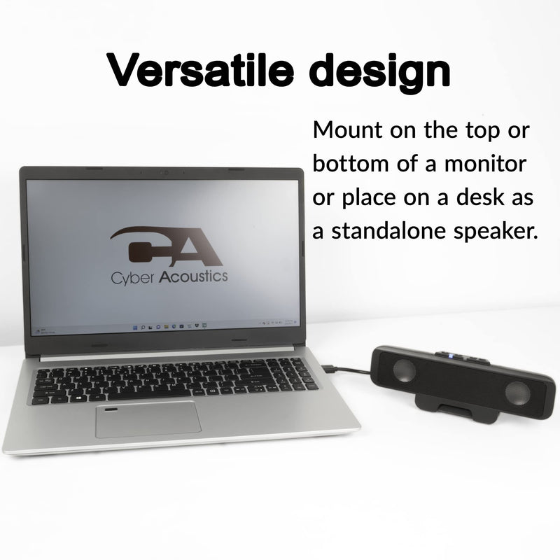 [Australia - AusPower] - Cyber Acoustics USB & Bluetooth Speaker Bar (CA-2890BT) – USB Powered Speaker with Speakerphone for PC and Bluetooth to Simultaneously Connect to Smartphones, Clamps to Monitor, Convenient Controls USB and BT 
