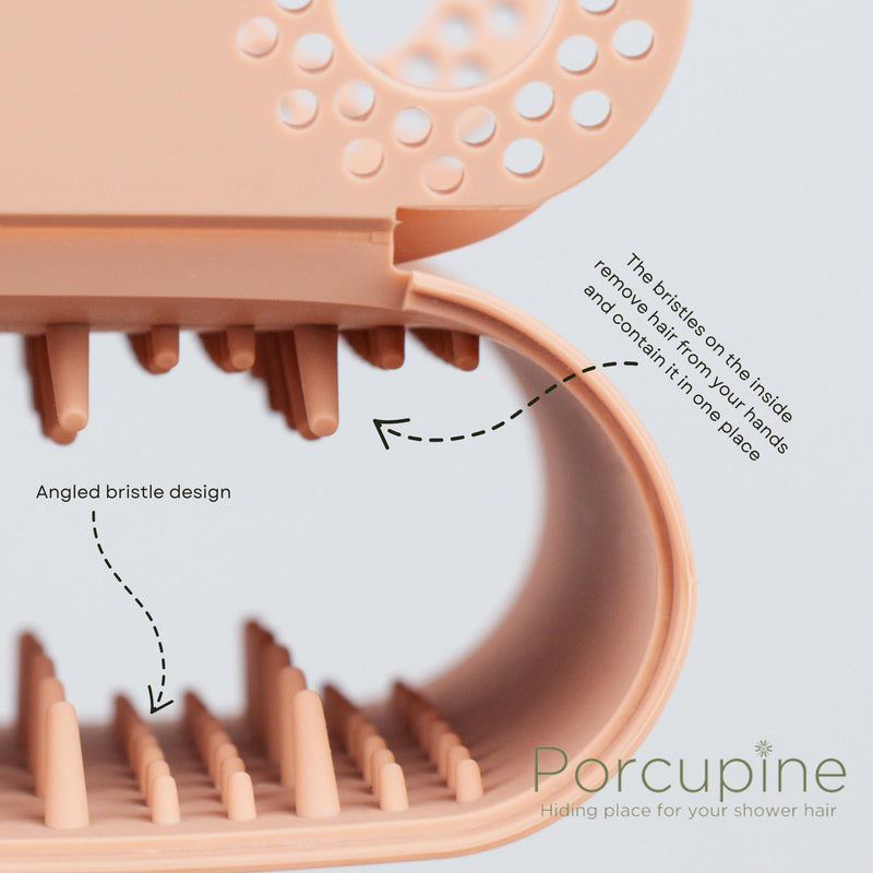 Porcupine Shower Wall Hair Catcher, Modern Silicone Design Collects & Conceals Hair in Bathroom, Prevents Clogged Drains, Reusable, Removable, Easy to Clean, Heavy Duty Hanger Included (Dusty Pink) Dusty Pink