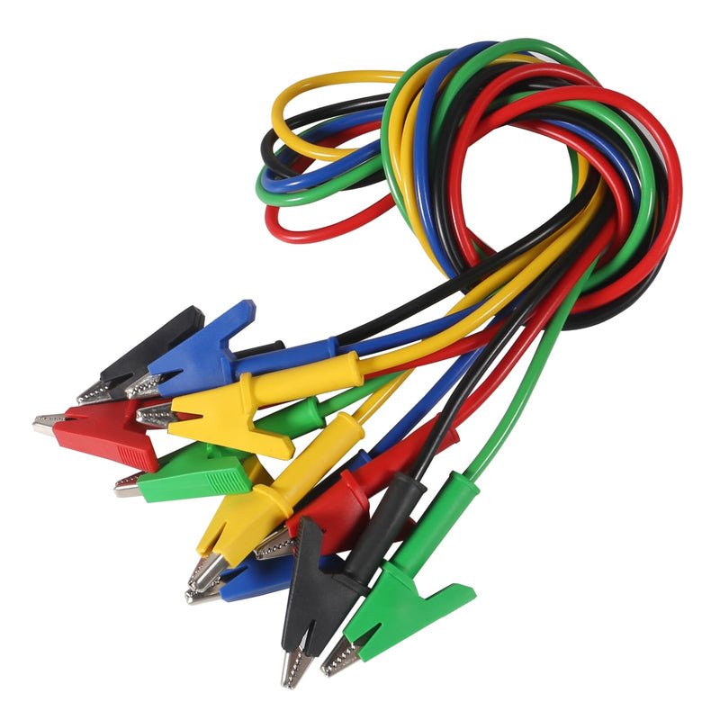[Australia - AusPower] - UMLIFE 10PCS Dual Ended Alligator Clips Test Leads Set, 15A Test Lead Wire Cable with Insulators Clips Test Flexible Copper Cable for Electrical Testing (3.3ft/1m) 