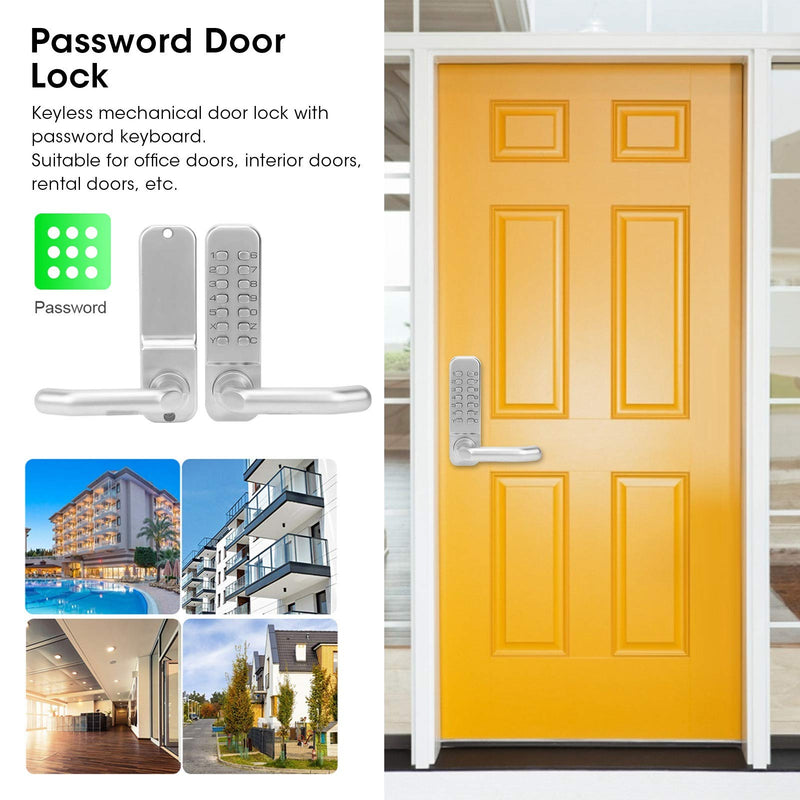 [Australia - AusPower] - Smart Mechanical Door Lock, Digital Password Entry Non Power Anti Theft Home Access, Keypad Keyless Entry Contemporary Residential Electronic Lever Lock 