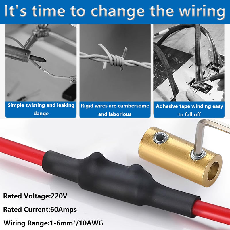 [Australia - AusPower] - smseace 10Pcs 10 Gauge Wire Connectors with 10Pcs Heat shrink tubes,20Pcs Screws and Wrench 10 awg Splicing Quick Wiring Terminal 60 Amp Circuit Connector 10 AWG-60Amp 