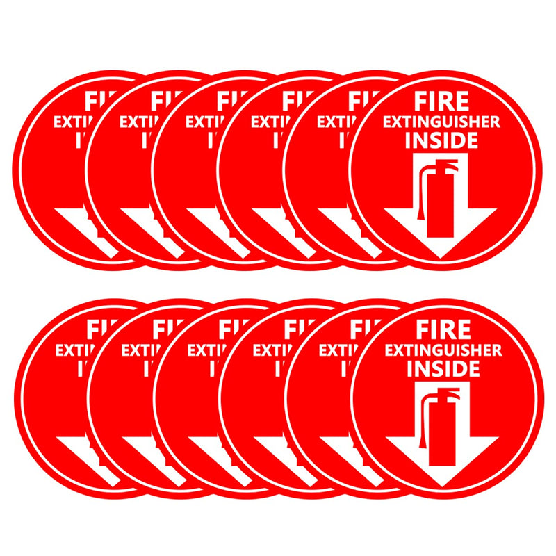 12 Pcs Fire Extinguisher Inside Signs Stickers,4 Inches Self Adhesive Decals Vehicle Safety Signage Safety Warning Stickers(Red)
