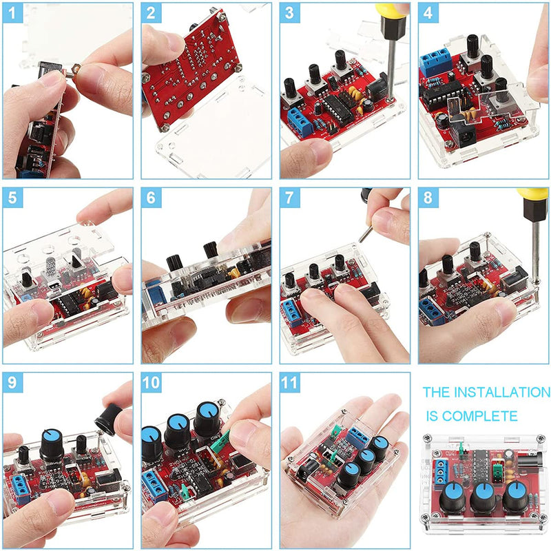 [Australia - AusPower] - Youmile XR2206 High Precision Function Signal Generator DIY Kit 1HZ-1MHZ Frequency Module 9-12V DC Input Sine / Triangle / Square Output Adjustable with DC Plug Cable 