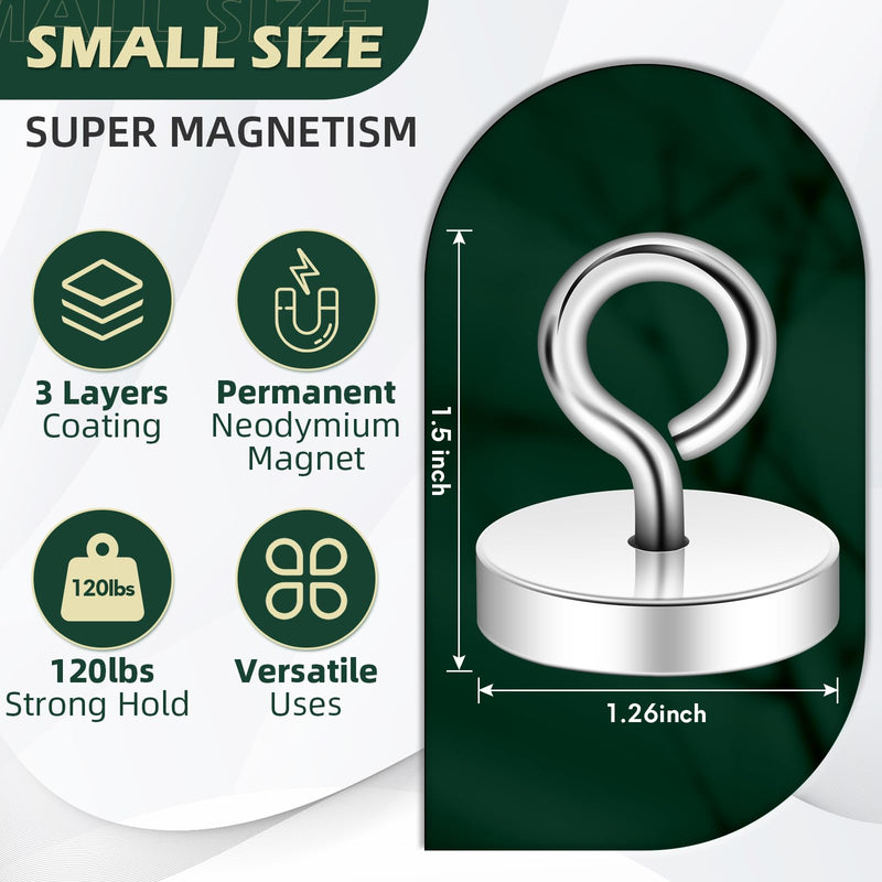 [Australia - AusPower] - Neosmuk Magnetic Eyeblot Hooks, 120lb Heavy Duty Extra Strong Large Magnet Hook with Eye Bolt for Cruise Cabin,Magnet Eyelet Hanger for Hanging, Cruise Essentials Hook(Silver, 4 Pack) Silver 120lb Magnetic Hooks 