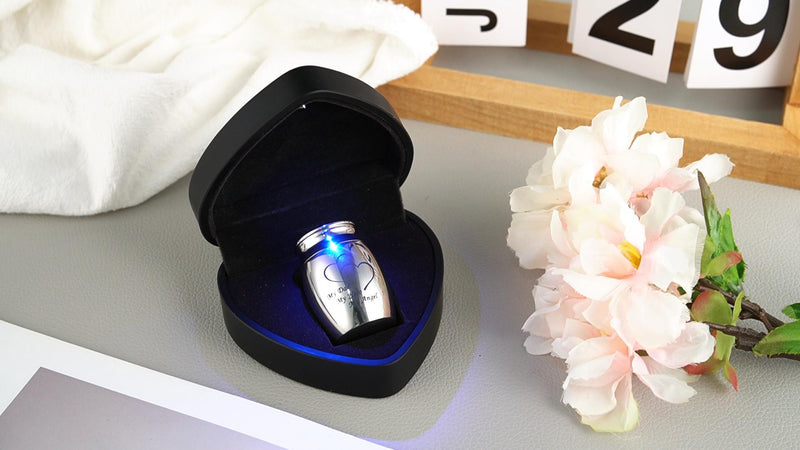Dletay 1.57 Inches Small Cremation Keepsake Urns for Human Ashes with Heart Box Mini Cremation Urn Small Funeral Urns for Ashes Stainless Steel Funeral Urn-My Dad My Hero My Angel My Daddy-Heart Box