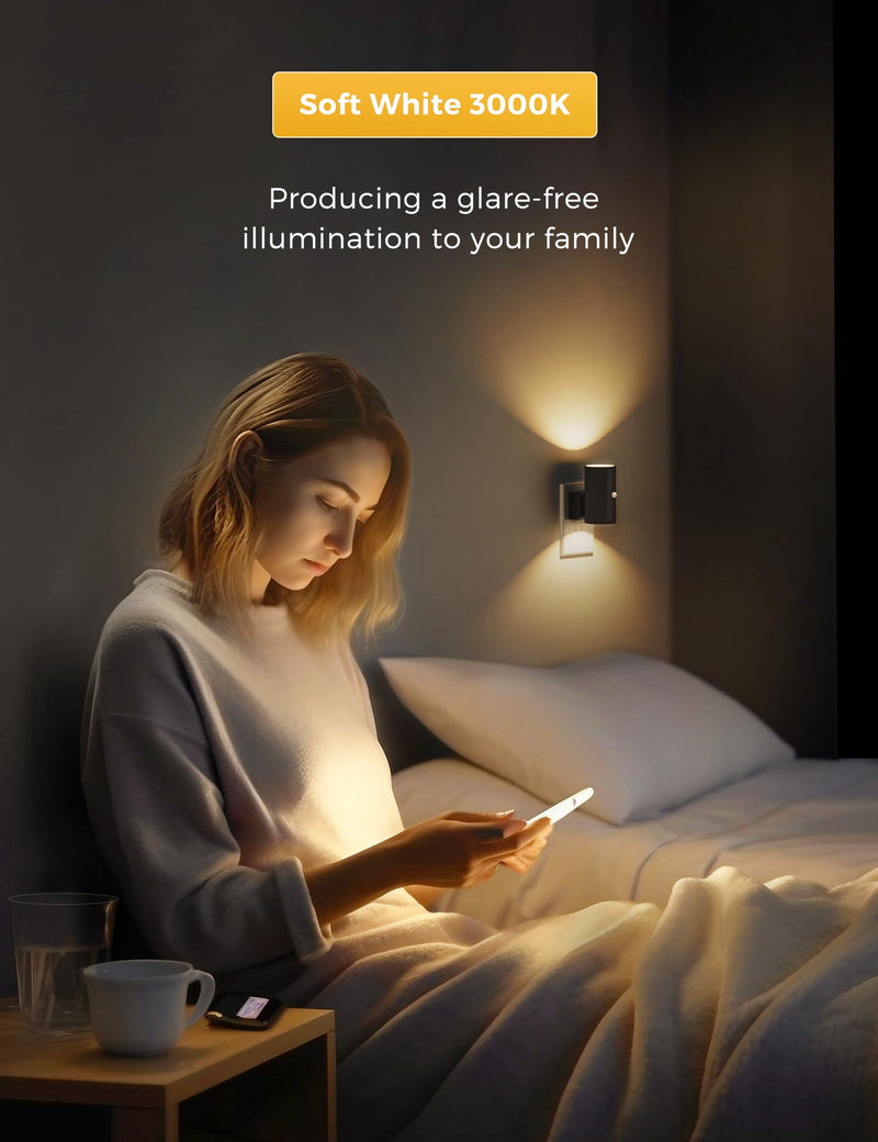[Australia - AusPower] - L LOHAS LED Motion Sensor Night Light Plug in, Motion Activated Night Light, 0-100LM Dimmable, 3000K Soft White, Motion Sensor Light Indoor for Bathroom Hallway Bedroom Stairway Kids Elderly, 2 Pack 