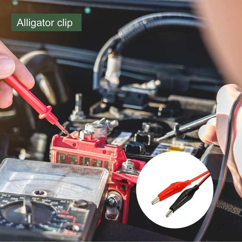 [Australia - AusPower] - YOKIVE 1 Pair Test Leads, Double-end Alligator Clip Test Wire | Testing Electronic Components, Great for Electronic Test Work (Red, Black, 1M) 