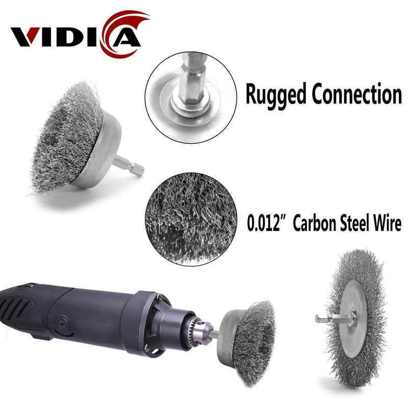 [Australia - AusPower] - Wire Brush for Drill Set 9Pcs,Abrasive Wire Wheel for 1/4 Inch Hex Shank, Wire Cup Brush for Drill, Coarse Crimped Carbon Steel Wire Brush Set for Removing Paint and Rust 9 PCS 