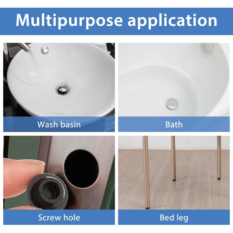 [Australia - AusPower] - 5 Pcs Black 10mm Diameter Rubber Hole Plug Silicone Round Snap in Type Locking Furniture Hole Plug Protective Cover Cap Rubber Plugs for Holes, Powder Coating 