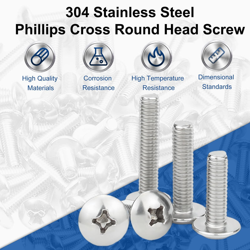 MroMax M4 x 6mm Machine Screws Phillips Cross Truss Head Screw 304 Stainless Steel Fasteners Bolts 15pcs 15