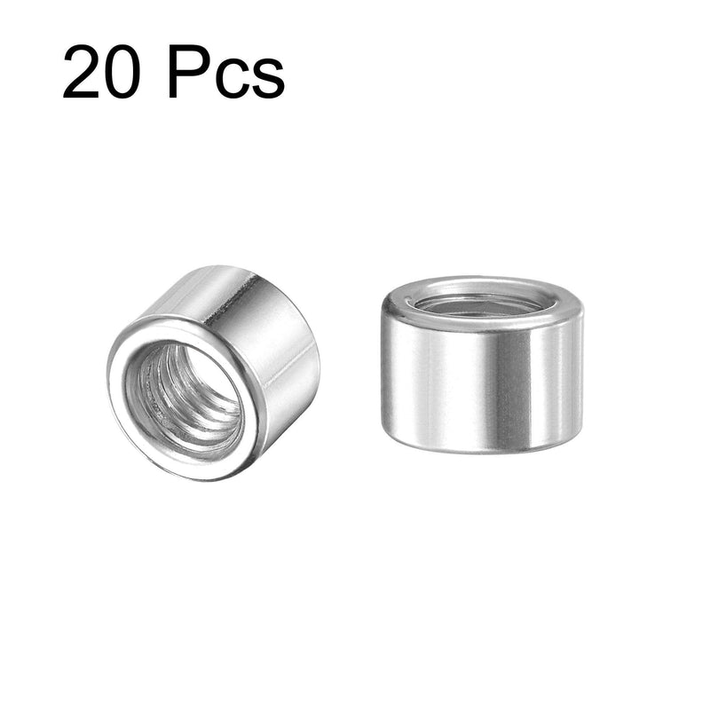 [Australia - AusPower] - uxcell Round Weld Nuts, M8 x 12mm x 8mm Weld On Bung Female Nut Threaded - 201 Stainless Steel Insert Weldable 20pcs M8x12mmx8mm 