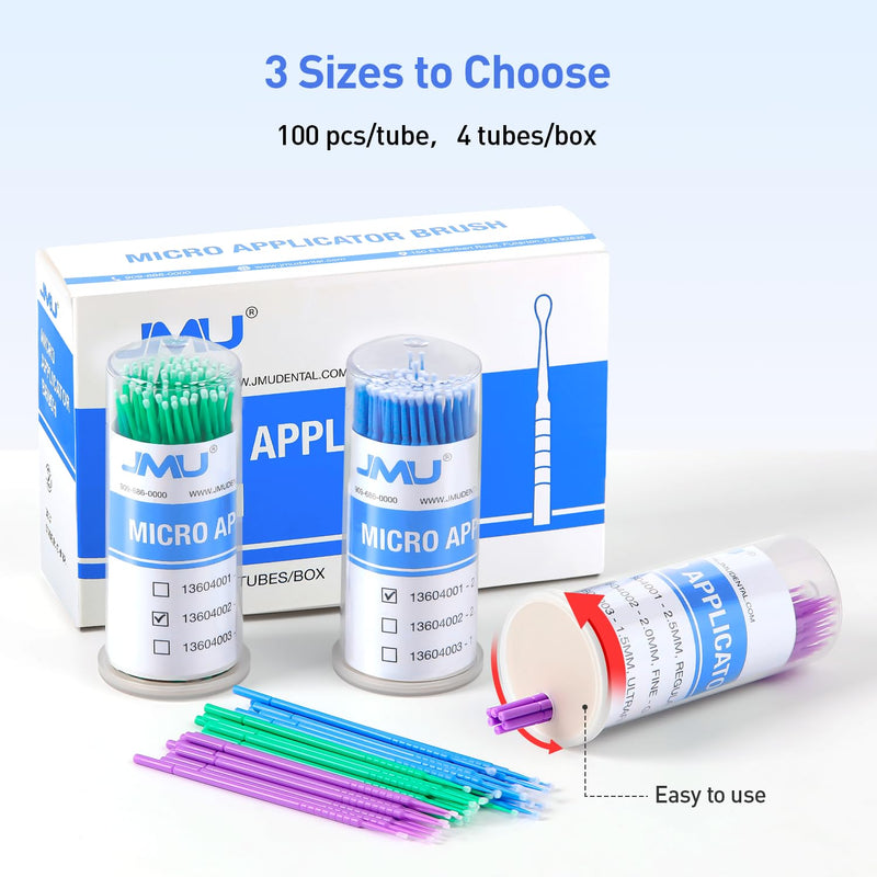 [Australia - AusPower] - JMU 400pcs Dental Micro Applicators Brushes Fine, Disposable Microswabs 2.0mm 400 