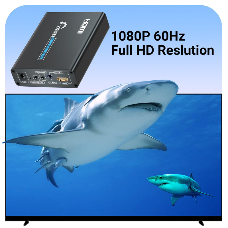 [Australia - AusPower] - RCA Svideo to HDMI Converter, RCA and Svideo Cables Included, Mezcenoy Svideo Composite AV RCA to HDMI Converter for PS1/PS2/Wii/NGC/DVD/VHS/VCR 