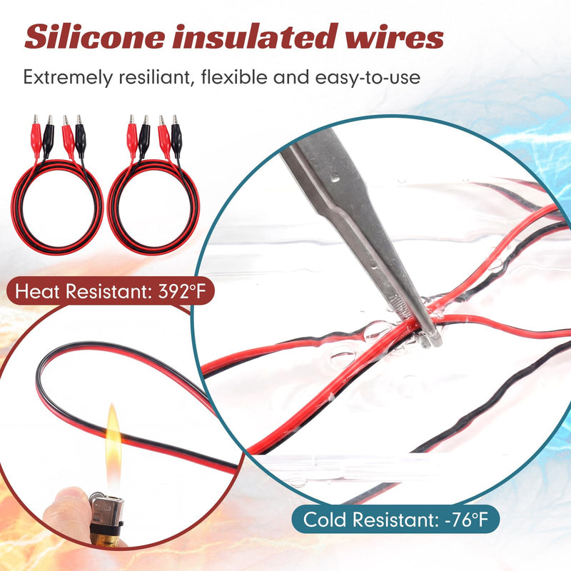 EBOOT 40 Pcs Alligator Clips Electrical, 40 Inches Test Leads with Alligator Clips, Double-Ended Jumper Wires for Electrical Testing, Circuit Connection, Experiment