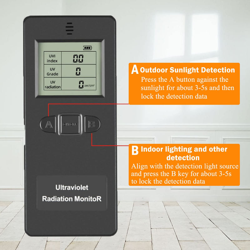 [Australia - AusPower] - Radiation Detector, Radiation Meter UV Radiation Tester LCD Portable Digital UV UVI Tester with Temperature Display 