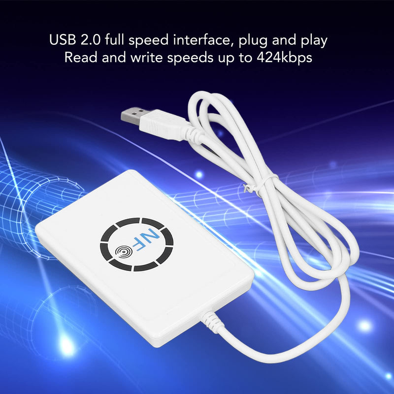 [Australia - AusPower] - NFC Reader Writer, USB 2.0 424kbps Contactless Smart IC Card Duplicator, Compatible with ISO 14443A B for FeliCa and All NFC, 13.56MHz, Mini Lightweight 
