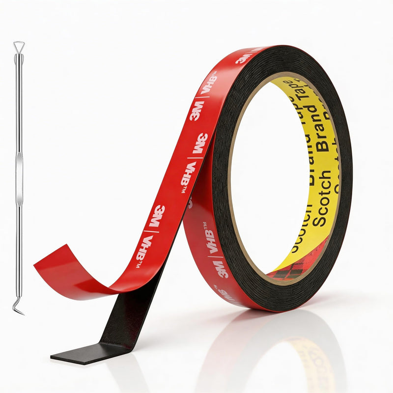 3M Double Sided Tape Heavy Duty Made of VHB 5925 Black 1/4 inch x 10 Ft, Permanent Automotive Mounting Foam Tape for Car Trim, Exterior, Metal, Waterproof Clear Adhesive Strips (0.5" × 10 Ft) 0.5" × 10 Ft