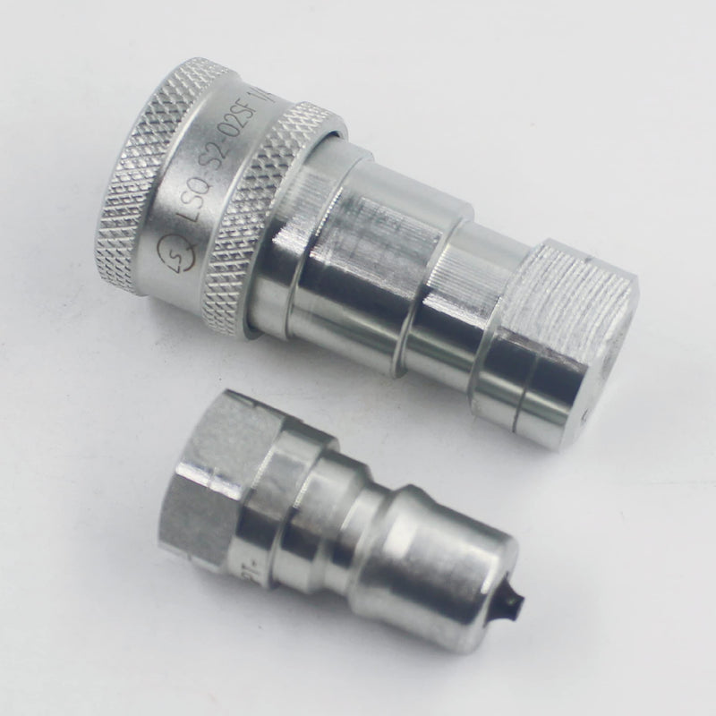[Australia - AusPower] - LSQ 1/4'' NPT Kubota 7J612-66323 K2581-66220 Replacement Quick Disconnect Hydraulic Quick Connect Couplers/Coupling Set w/Dust Caps ISO7241-B 1/4'' NPT 