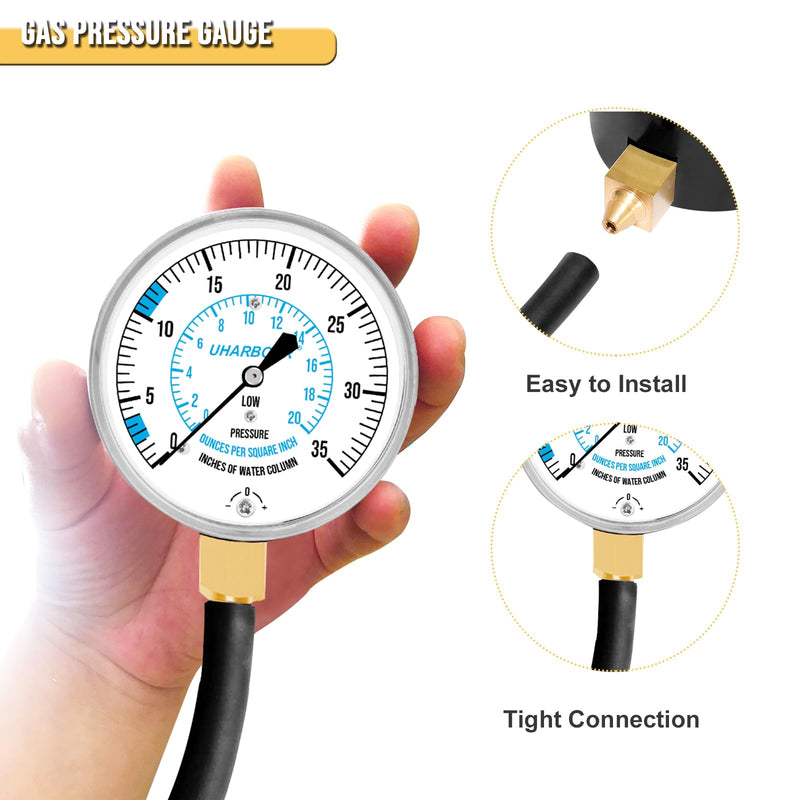 [Australia - AusPower] - Manometer Gas Pressure Tester, Manometer LP Gas Pressure Tester Gauge 0-35" W.C, 1/8" NPT Fitting with Barbed Connection, 40" Hose 0-35" W.C Manometer gas pressure tester 