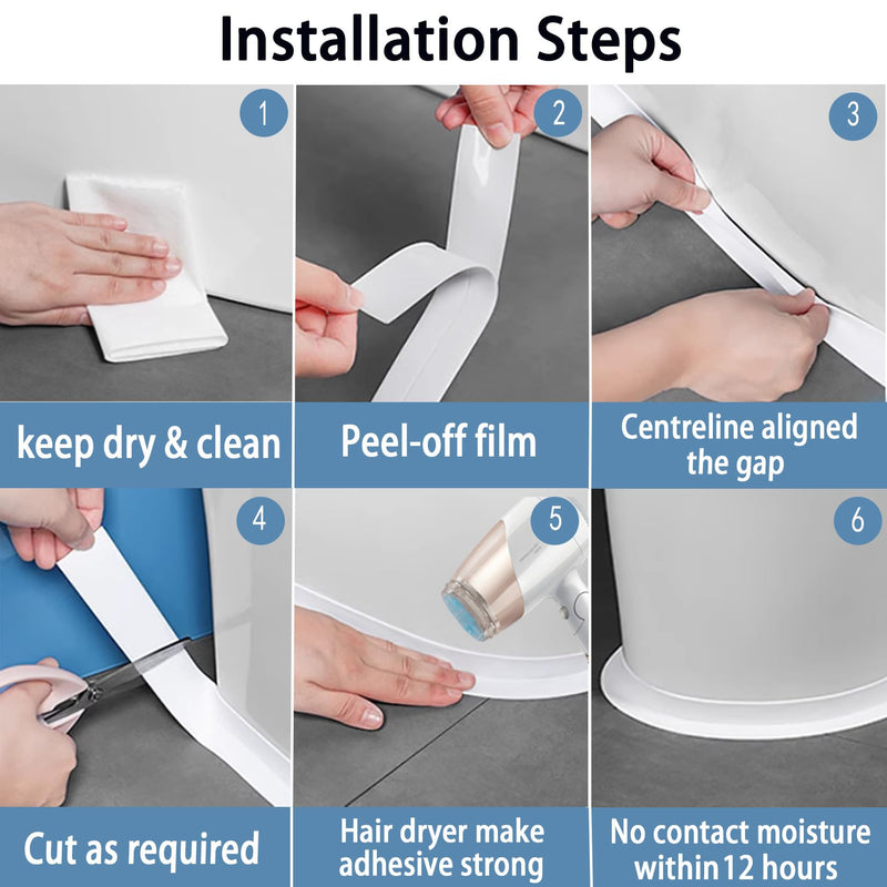 [Australia - AusPower] - Caulk Tape Self Adhesive, 1 Rolls Waterproof Toilet Caulk Strip, Toilet Sealer Around Toilet Base, Traditional Caulking Replacement, Caulking Tape for Bathroom, Bathtub, Floor Wall Edge Protector (1) 