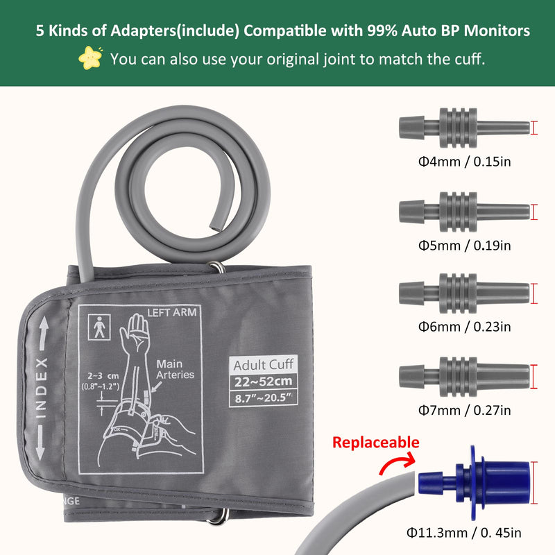 9-21 Inches (22-52cm) Extra Large Blood Pressure Cuff, Compatible with Omron and Other Brands Replacement Cuff for Normal and Big Arms (BP Cuff Included Only)