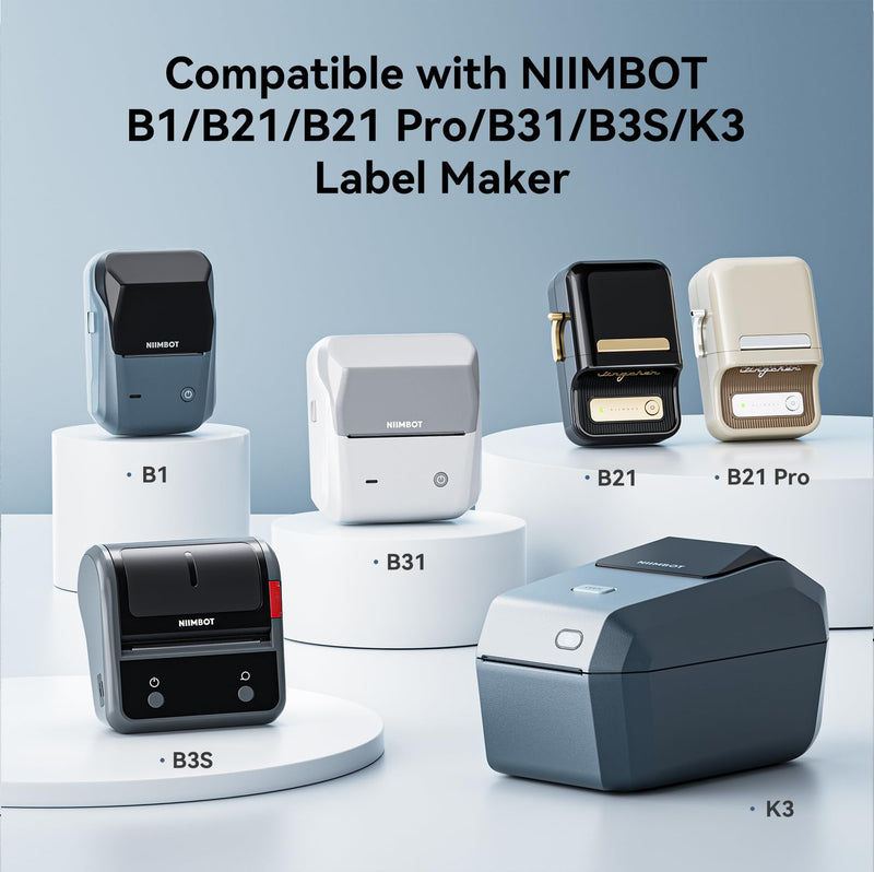NIIMBOT Labels, 2 Rolls Refill Thermal Label for Label Maker B1/B21/B21Pro/B3S/B31/K3, Waterproof, Oil-Proof and Tear-Proof Sticker Labels, 2'' x 0.6''x2(50x15mmx2) White White-2'' X 0.6''x2