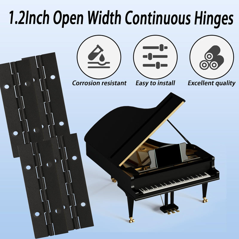 [Australia - AusPower] - 4 Inch 12 Pcs Piano Hinges?Black Long Hinges Heavy Duty with Hole for Cabinets Boat Marine Door,Box,French Window,0.04" Leaf Thickness 1.2'' Open Width 12PCS-4IN 