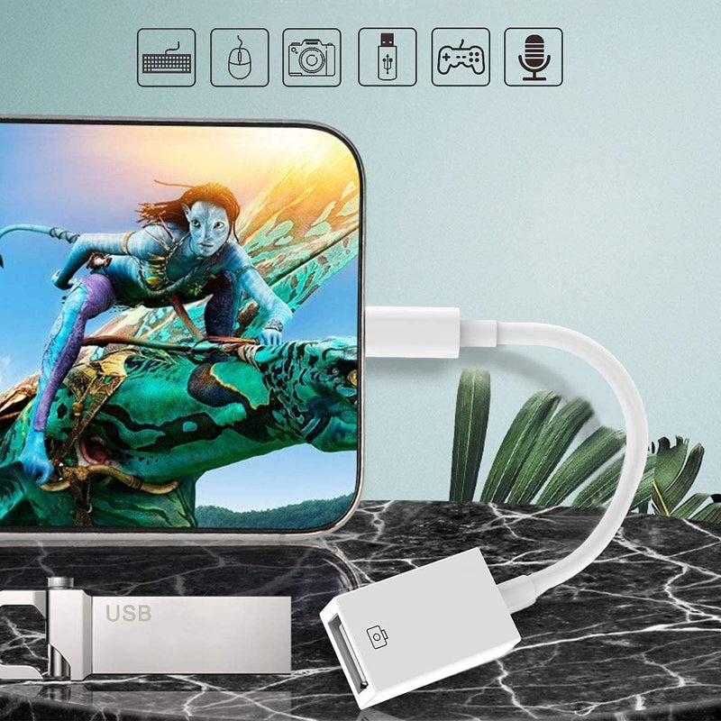 [Australia - AusPower] - 【Apple MFi Certified】 Lightning to USB Camera Adapter for iPhone/iPad, Female USB 3.0 OTG Cable Adapter Support Connect Camera,USB Flash Drive,Card Reader,MIDI Keyboard, Mouse USB to Lightning 