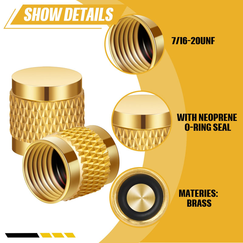 [Australia - AusPower] - 1/4 Flare Cap, Round Brass w/Neoprene o-Ring Seal, HVAC Valve Caps, Refrigerant Locking caps, HVAC Locking caps (10 PCS) 10 