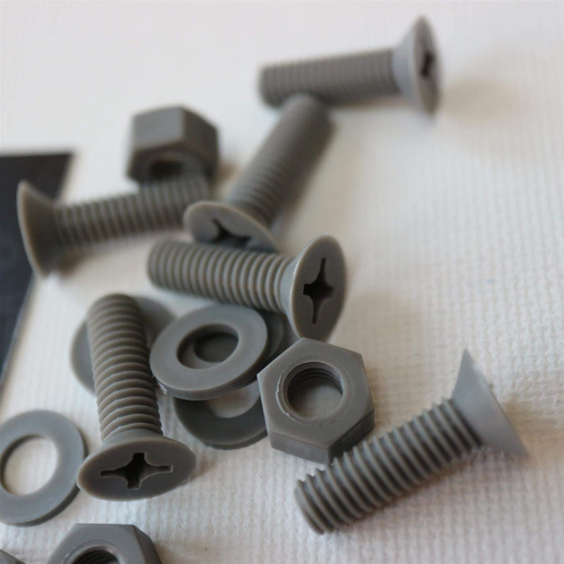 [Australia - AusPower] - 20 x Grey Countersunk Screws Polypropylene (PP) Plastic Nuts and Bolts, Washers, M6 x 20mm, Anti-Corrosion, Chemical Resistant, Gray, (15/64 x 25/32 in) 