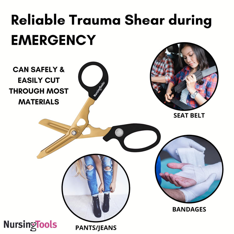 [Australia - AusPower] - Hummingbird 4-in-1 Medical Scissors - Compact Pocket Size Trauma Shears for Nurses, Students, Practitioners & Medical Professionals (Black) black 