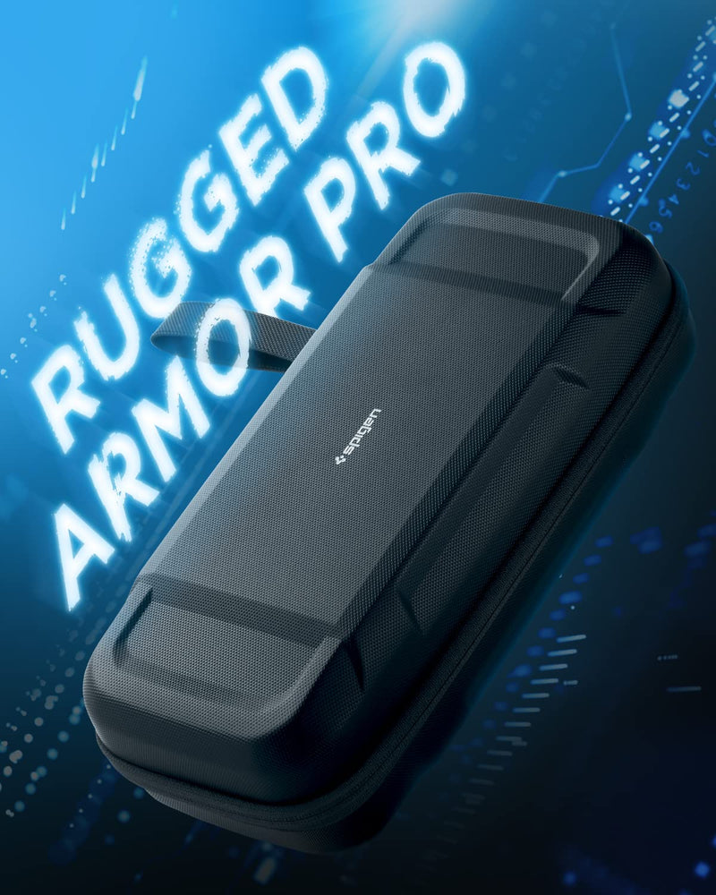 [Australia - AusPower] - Spigen Rugged Armor Pro Designed for Steam Deck LCD (2022) / Steam Deck OLED (2023) Hard Shell Travel Carrying Case with Pockets for Accessories and Original Charger Storage Bag Carry Case - Black 